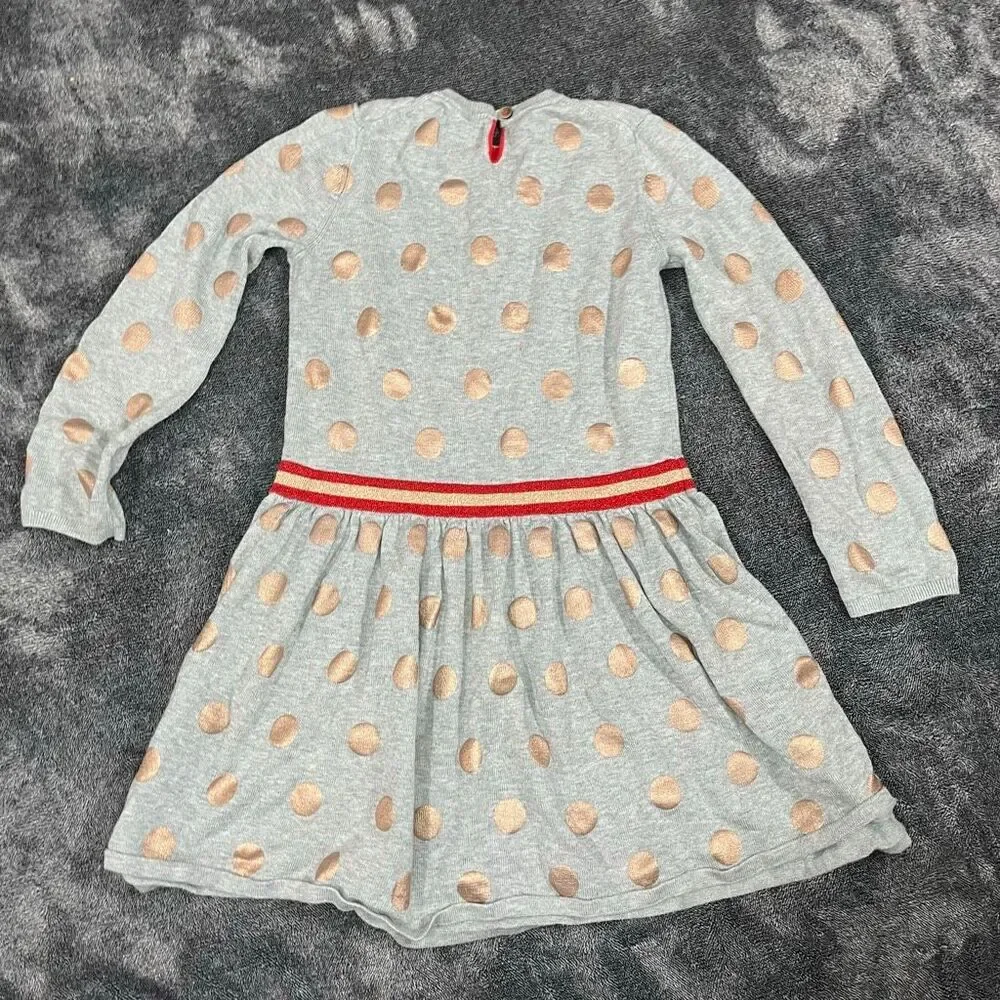 Mini Boden Gray Polka Dot Sweatshirt Dress Size 9/10Y Girls